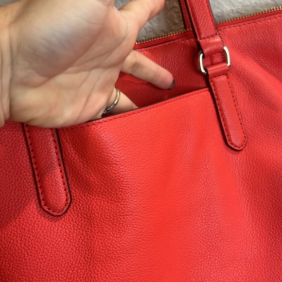 Kate Spade NEW larchmont avenue Penny Hot Chili Logo Leather Tote red - Picture 7 of 12